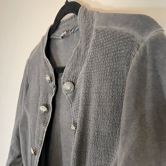 Tempo Paris Gray Cotton Open Front Jacket Silver Detail and Buttons S - Picture 7 of 13